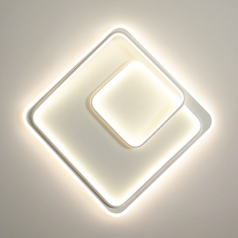Square Shape Ceiling Fixtures Modern Style Metal 2 Light Ceiling Mounted Lights