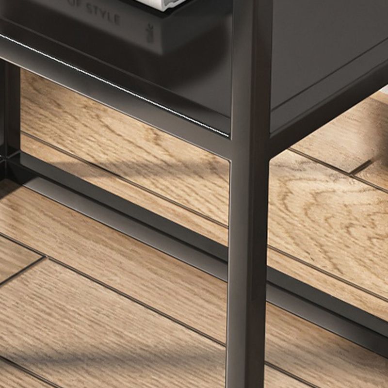Frame End Slide Table Rectangular Double Tier Corner Table with Storage