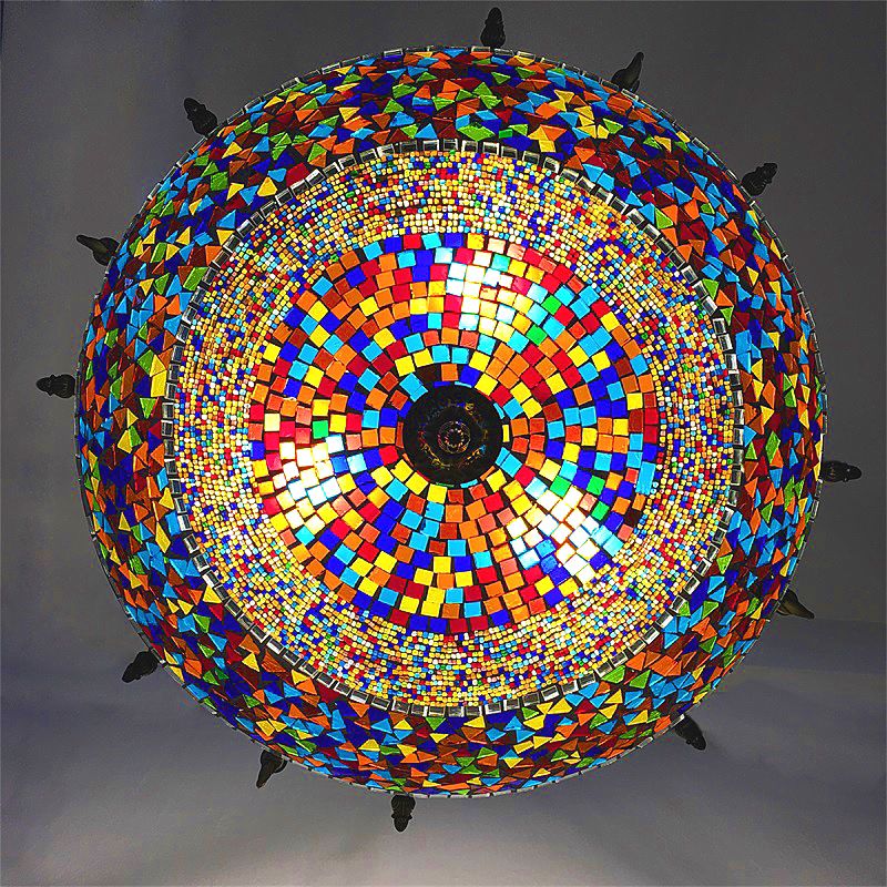 Spherical Amber Cyclone Glass Hanging Chandelier Retro 7 Heads Ceiling Pendant Light
