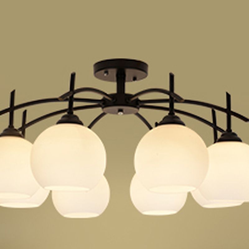 Lámpara de techo múltiple de la lámpara de semi lavado de metal tradicional con sombra de vidrio de globo