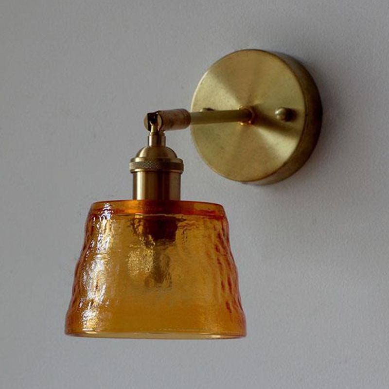 Metal Modern Wall Sconce Cylinder Shape Vanity Lamp with Glass Shade for Bathroom