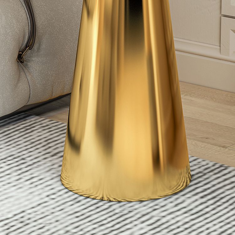 22.24" Tall Round Top Side Table Stainless Steel Pedestal End Table