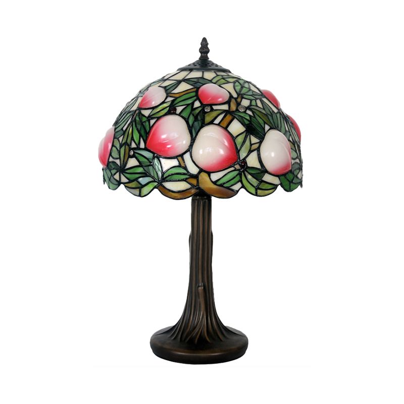 Pesca macchiata di vetrate Night Lampada in stile Tiffany 1 Lampicella Light Tavolino con bordo smerlato
