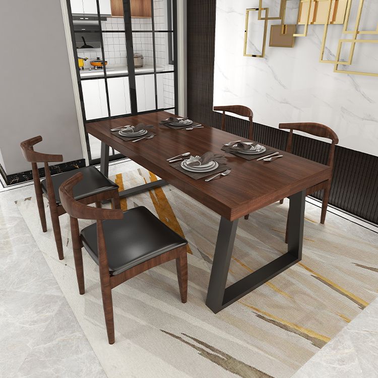 Industrial Solid Wood Top Dining Room Set with Rectangle Shape Dining Set for restaurant