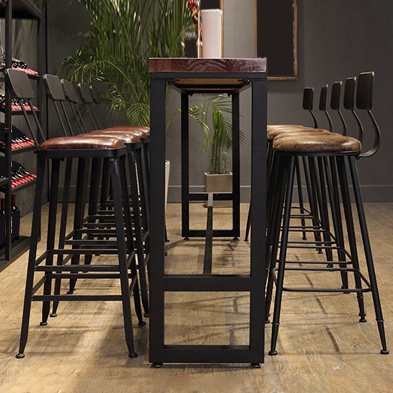 Industrial Bar Table Rectangle Solid Wood Pub Table for Breakroom