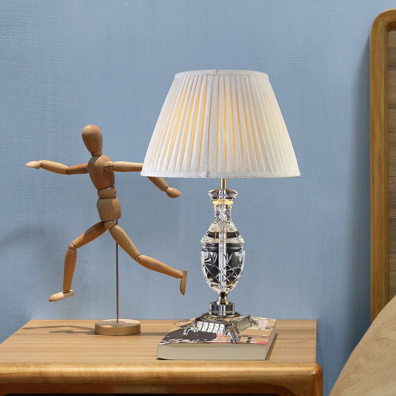 Modernismus Urnenförmiger Schreibtisch Leicht handgeschnittene Kristall 1 Glühbirnen Nachttischlampe in Grau