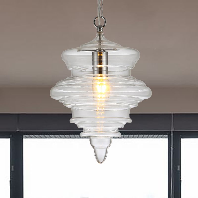 Spool contemporaneo/a sospensione Luce a sospensione Clear/Blu Fuffle Glass 1 Luce Luce a soffitto appeso