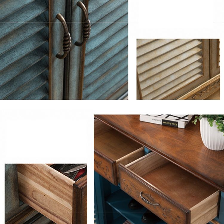 45.3" Tall 2 - Door Cabinet Mid Century Distressed Wood Storage Cabinet with 2 Drawers