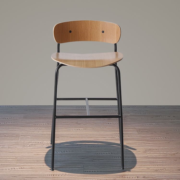 Taburete de mostrador negro industrial barra de madera de hierro taburete Bristol con espalda baja 1 pieza