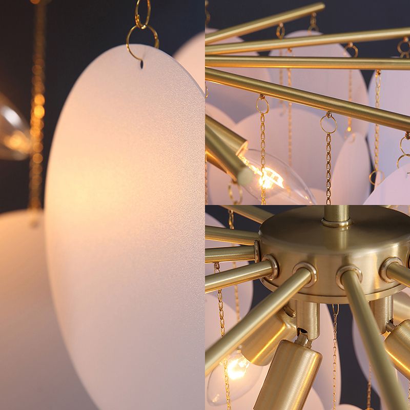 25 "/25.5"/34 "largo lampadario bianco traballante semplice a 4 luci a soffitto acrilico ciondolo per camera da letto