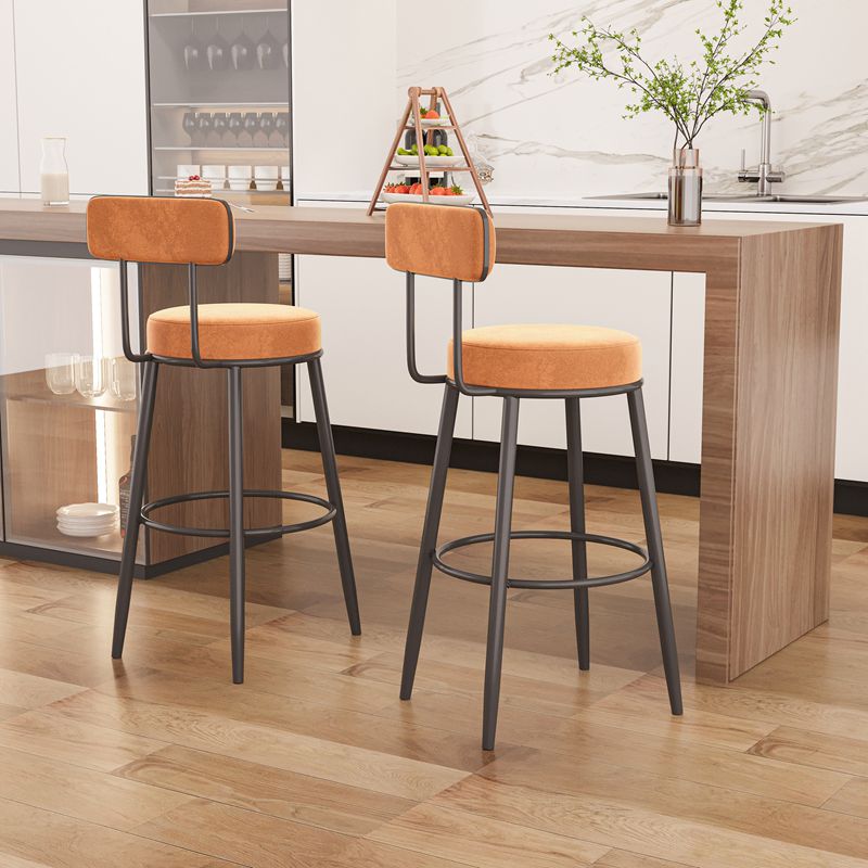 Modern Backrest Armless Counter Stool Iron Cafe Bar Stool with Cushion and Pedal