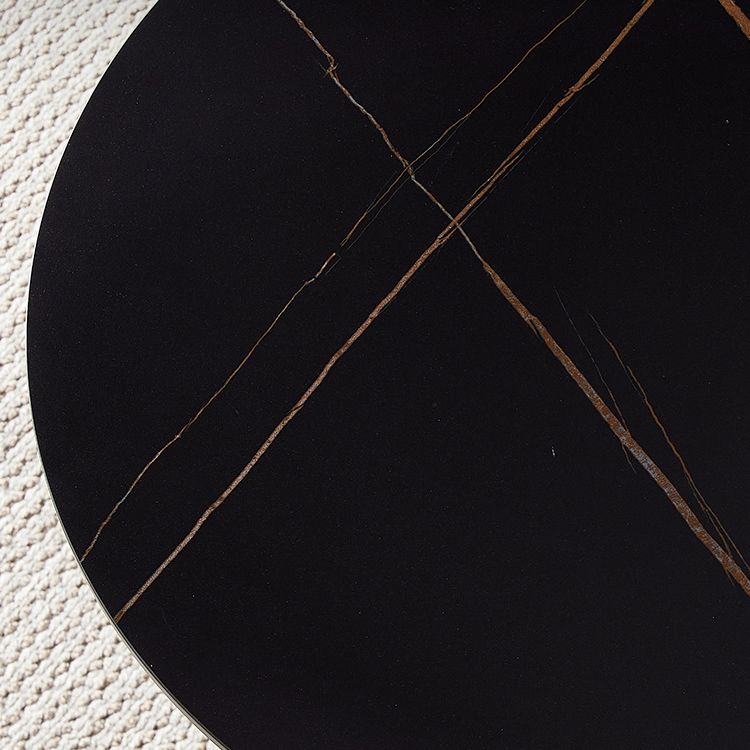 Round Dining Table Stone Top Dining Table in Black and White