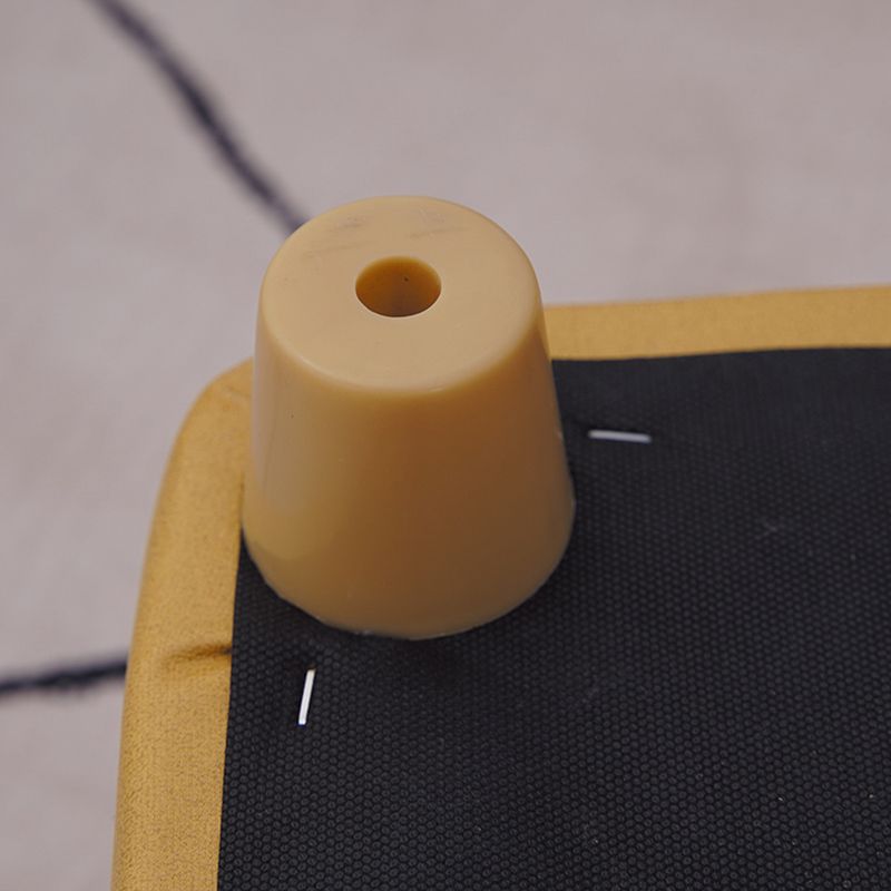 Contemporary Pouf Ottoman Fabric Upholstered Patchwork Solid Wood Frame Square Ottoman