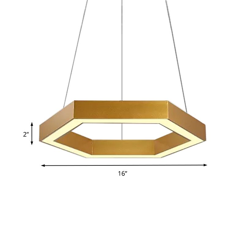 Hexagon Metall Suspension Lampe modern 16 "/23,5" breites LED -goldener hängende Decke Anhänger Licht für Wohnzimmer, a/b