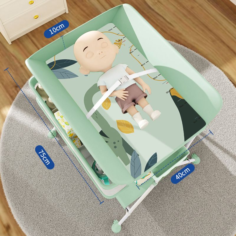 Modern Metal Baby Changing Table Safety Rails Changing Table With 4 Wheels