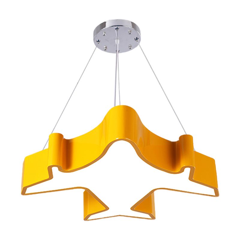 Plane Playing Room Pendant Lamp Acrylic Cartoon Style LED Chandelier Light Fixture in Blue/Yellow/Green