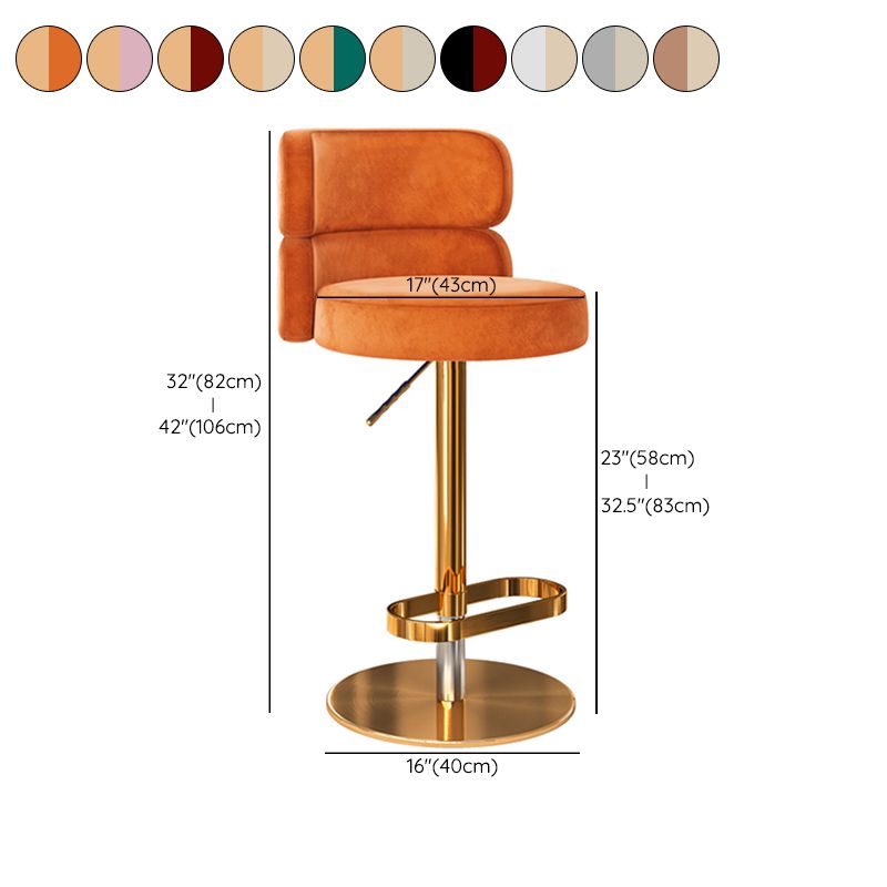 Glam Liftable Bar Stool Round Seat Counter Bar Stool with Metal Legs