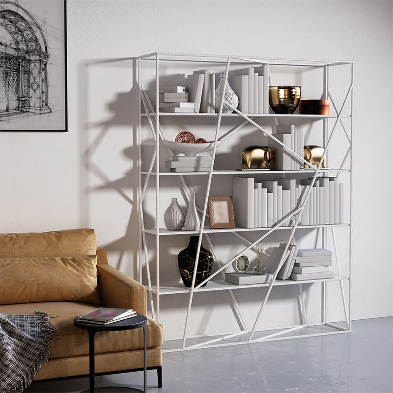 Metal Vertical Standard Bookcase Contemporary Style Open Back Shelf