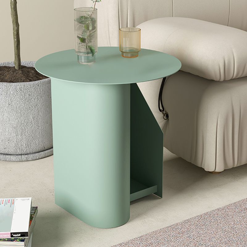Contemporary Corner Table Round Side Table with Metal Shelves