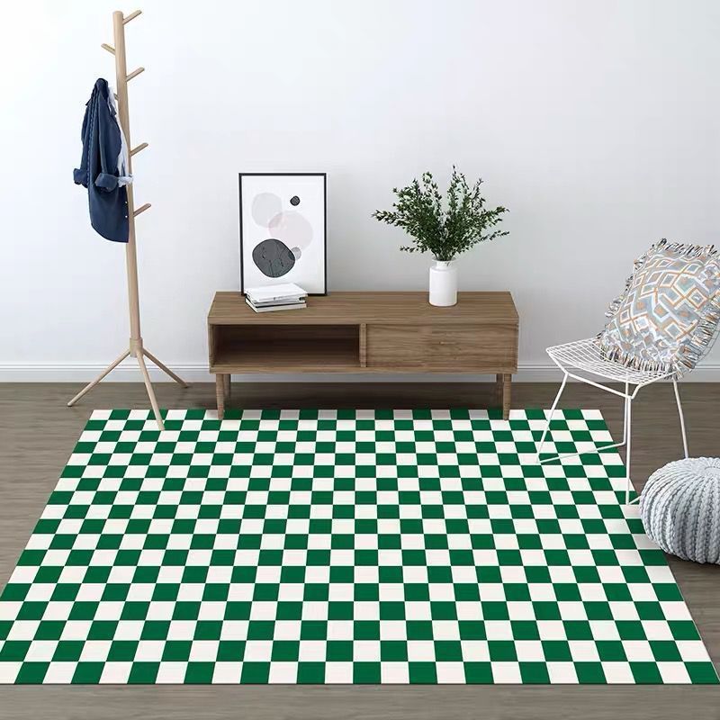 Modern Plaid Carpet Polyester Indoor Rug Non-Slip Backing Rug for Home Decoration