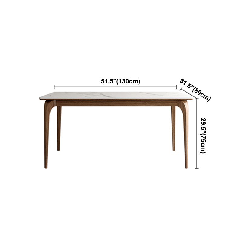 Mesa de comedor de tono blanco rectángulo Mesa de piedra sinterizada retro moderna con 4 patas