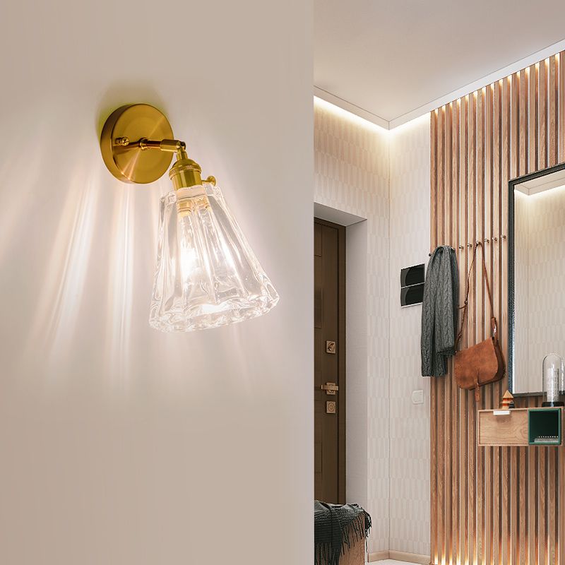 Living Room Metal Wall Sconce Modern 1 Head Glass Wall Mounted Light Fixture