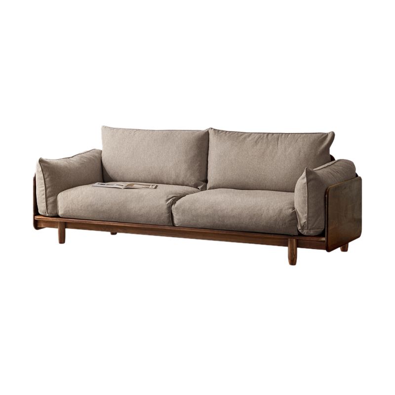 Standard Solid Wood Square Arm Sofa with Cushions Back for Living Room