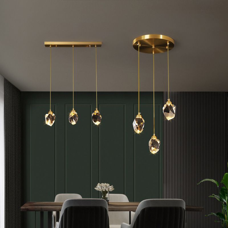 Koper geometrische hangende lamp in moderne artistieke stijl kristallen led hanglamp voor eetkamer