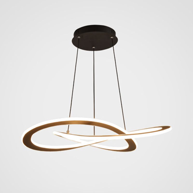 Twisting Metal Chandelier Lighting Fixture Modern LED Black Chandelier Lamp for Living Room