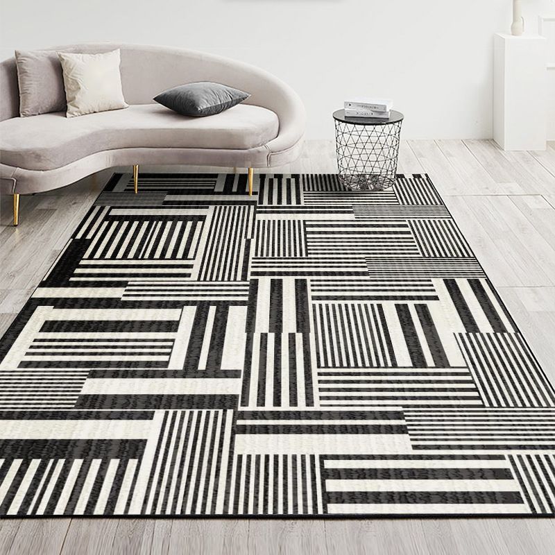 Nordic Geometric Printed Rug Multi Color Polyester Indoor Rug Anti-Slip Backing Washable Stain Resistant Carpet for Living Room