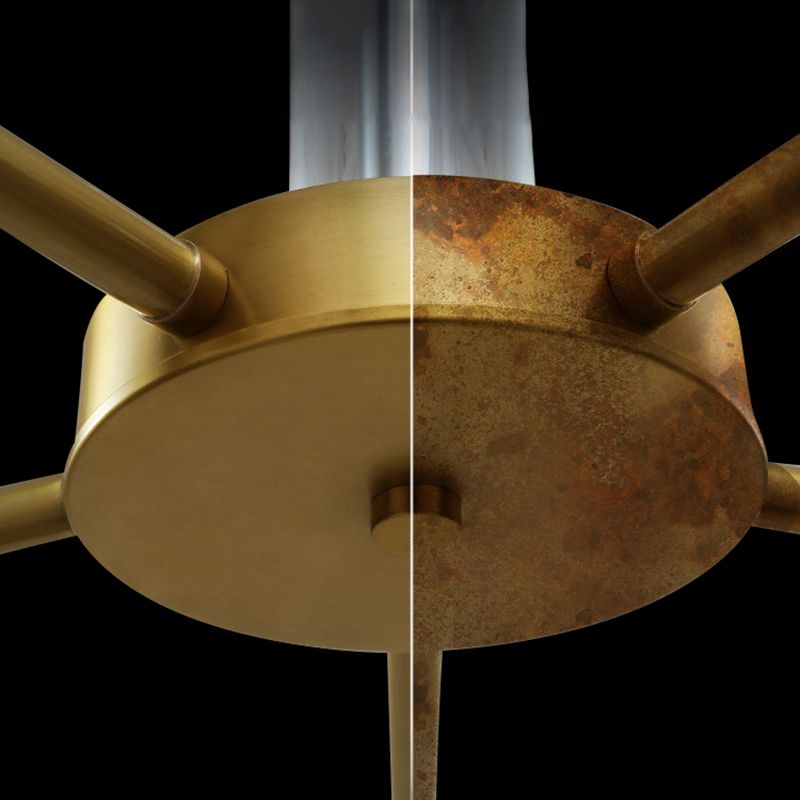 Frosted White Glass Bell Pendant Light Minimalist 6-Bulb Dining Room Chandelier in Gold