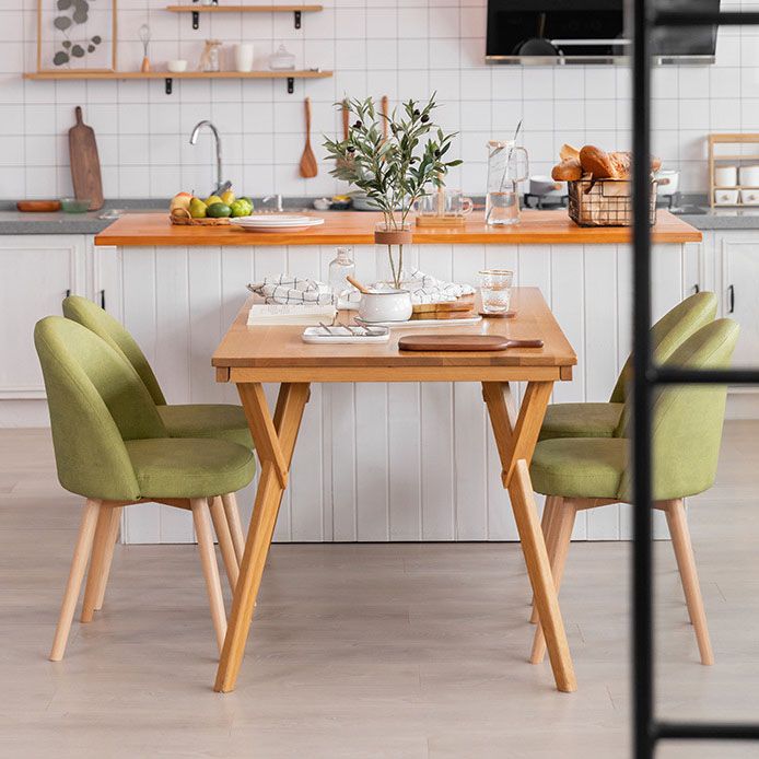 Modern Style Wood Chair Upholstered Fabric Dining Side Chair (Set of 2)