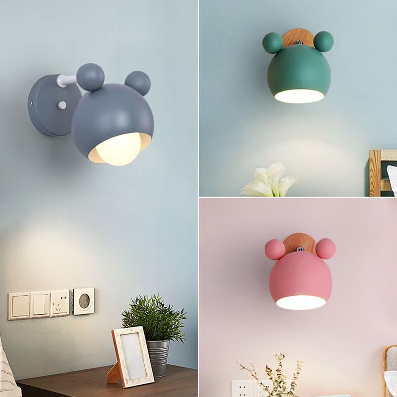 1 Light Metal Wall Mounted Light Fixture Modern Cartoon Bedroom Flush Mount Wall Sconce