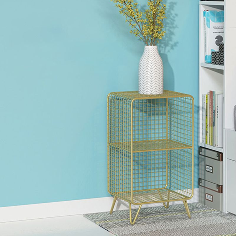 Modern Closed Bookcase with Metal Rectangular Shelves for Study Room