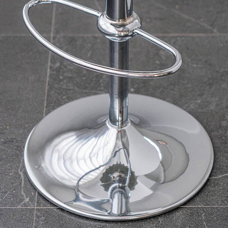Contemporary Adjustable Backrest Counter High Stool with Metal Base