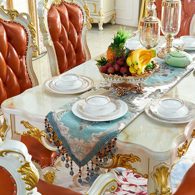 Mesa de mármol rectangular con base de 4 patas resistente a arañazos de estilo de lujo para el hogar