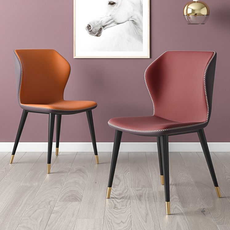 Sillas de comedor de cuero de estilo contemporáneo Wingback que cena la silla sin brazos para uso doméstico