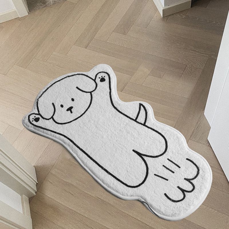 White Dog Rug Polyester Casual Rug Non-Slip Backing Rug for Drawing Room