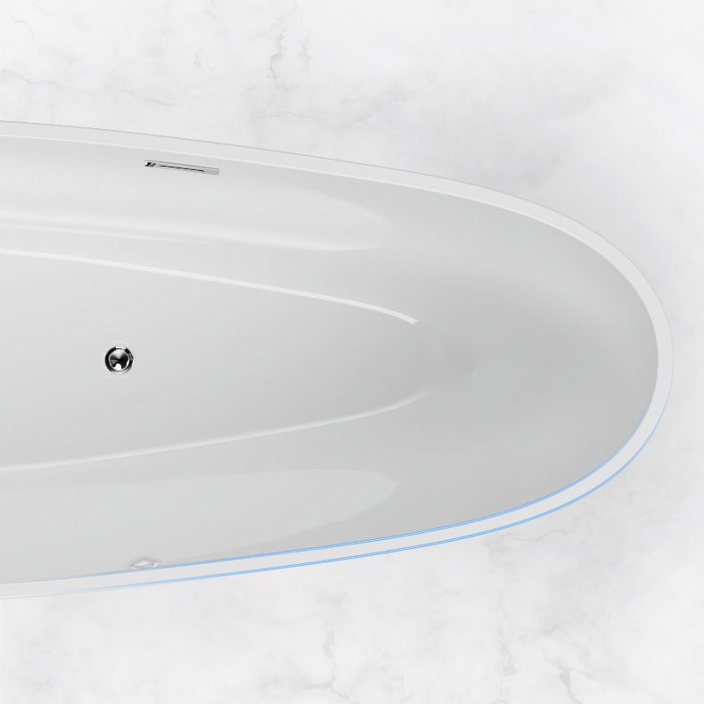 Modern Oval Freestanding Bath Acrylic Soaking White Center Bathtub