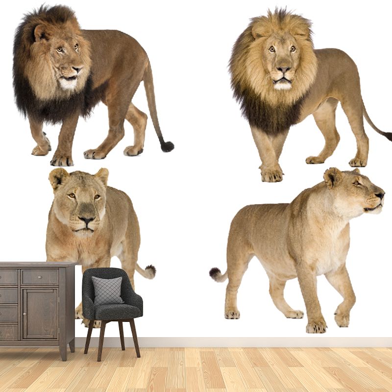 Photography Lions Mural Decal Whole Wall Covering for Accent Wall, Made to Measure