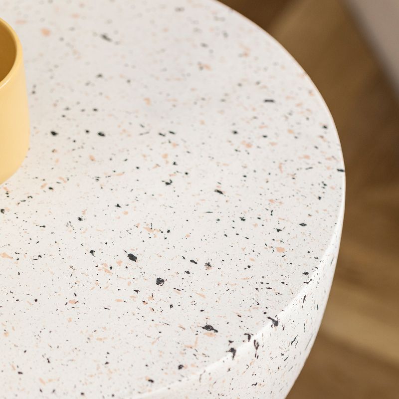 Double Semicircle Shape Side End Snack Table White Cement Corner Table