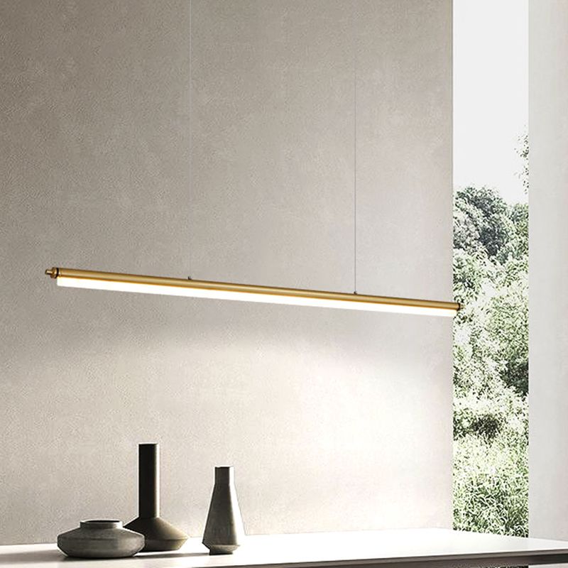 Modern aluminium eilandlamp lineair 1-licht restaurant LED hanglamp met acrylschaduw