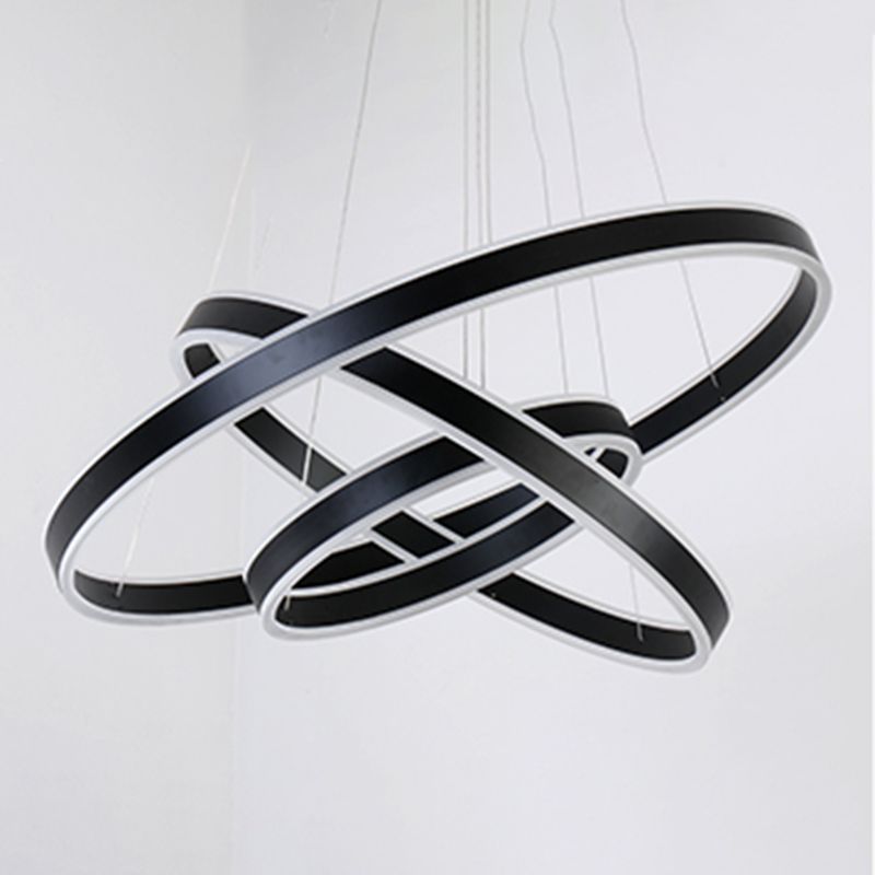 Modern Dining Room Lighting Multiple Rings Hanging Ceiling Lights Metal Chandelier