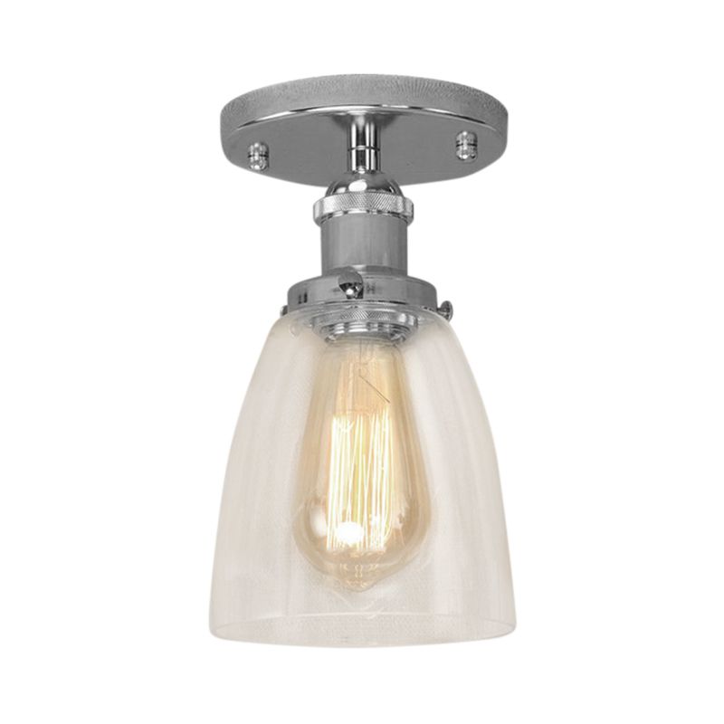 Luminaires de plafond à une ampoule, cône industriel en verre transparent, éclairage semi-encastré en argent/laiton/rouille