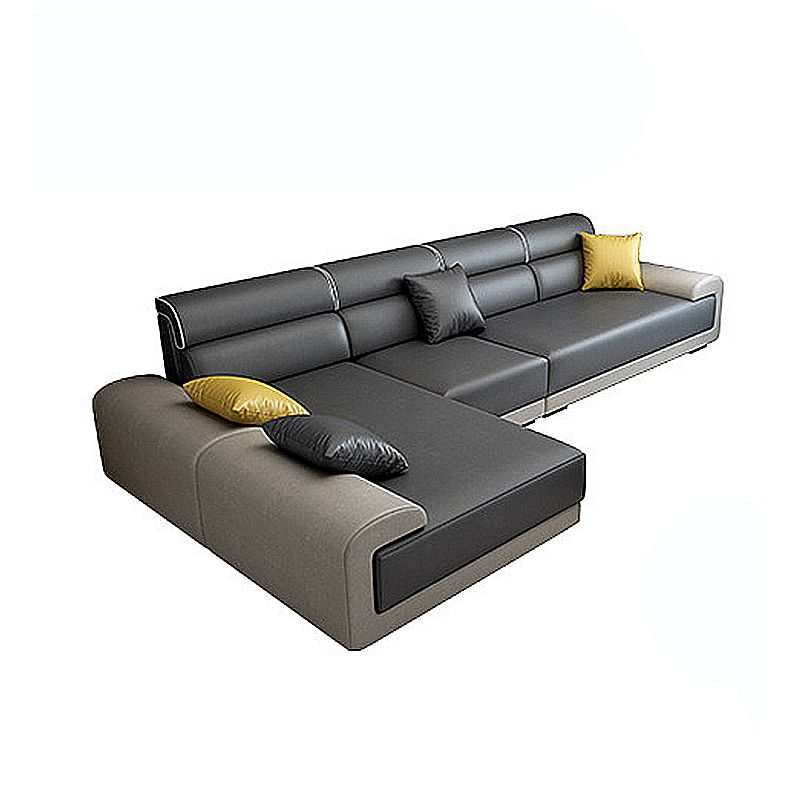 Faux Leather/Linen Blend L-shape Sectionals with Reversible Chaise