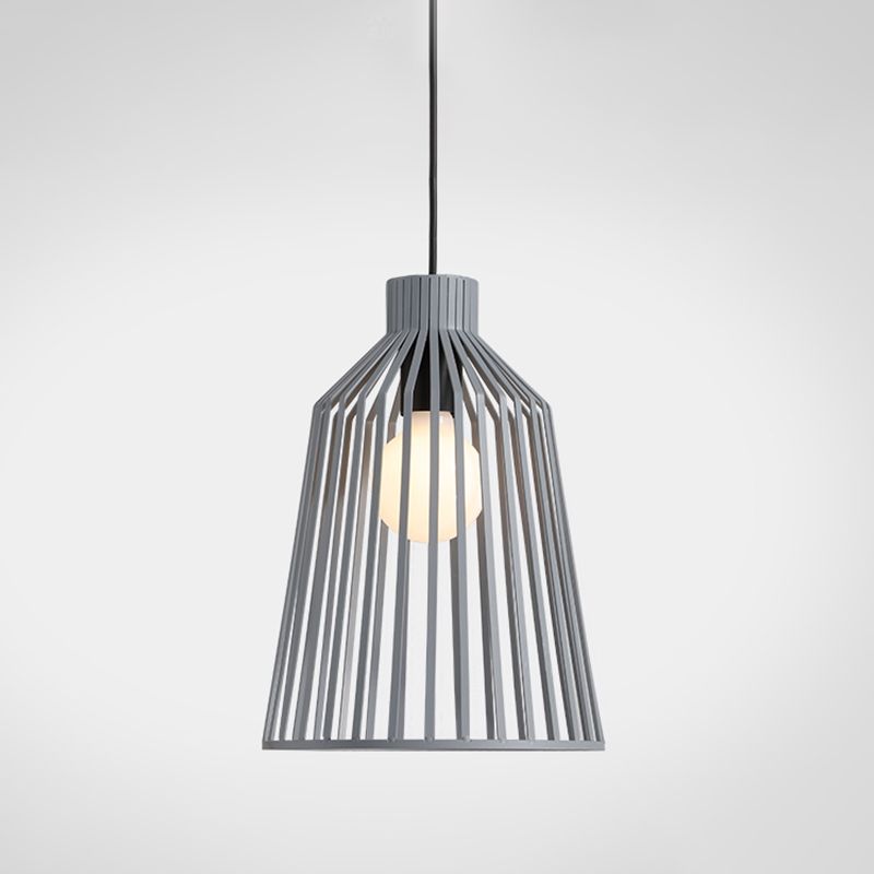 Minimalist Caged Pendulum Light Metal 1 Light Kitchen Pendant Lighting Fixture in Grey