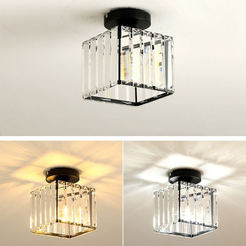 5.9 Inches Wide Mini Crystal Ceiling Light Single Bulb Modern Lighting Fixture for Fitting Room
