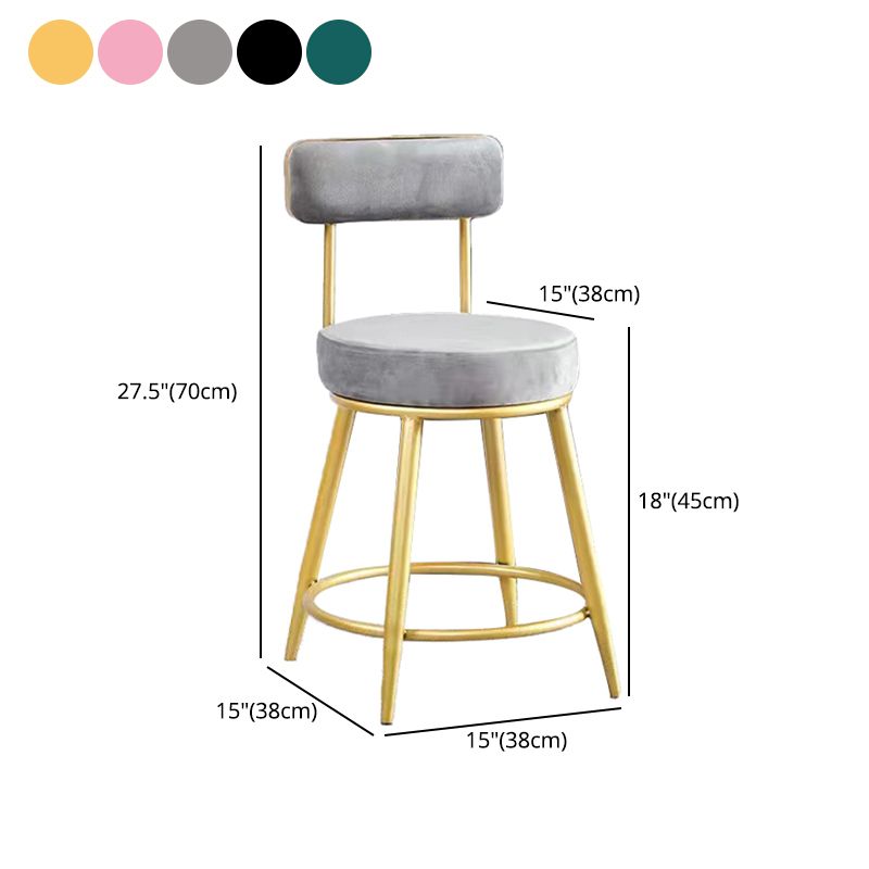 Scandinavian Round Armless Counter Stools Upholstered Bar Stools for Home