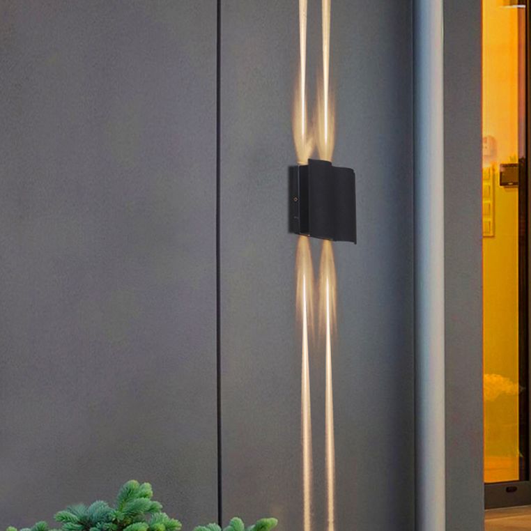 Black Rectangular LED Outdoor Wall Lamp in Modern Creative Style Aluminium Waterproof Wall Light