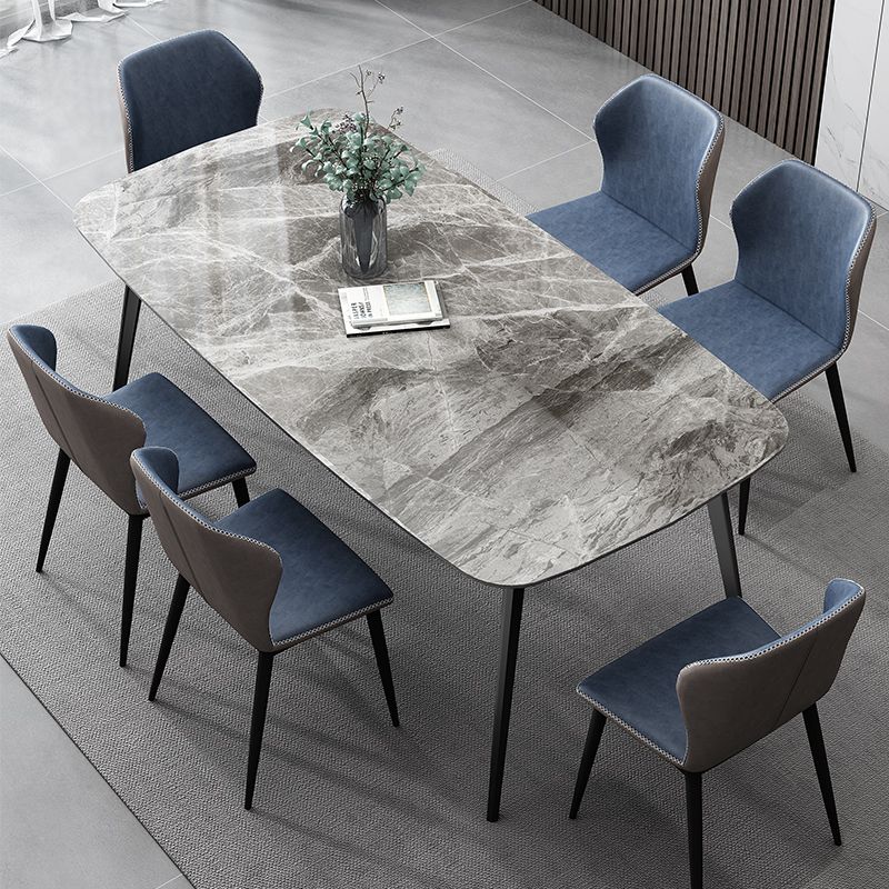 Simplicity Style Home Sintered Stone Dining Table Rectangle Shape Table with 4 Legs Base